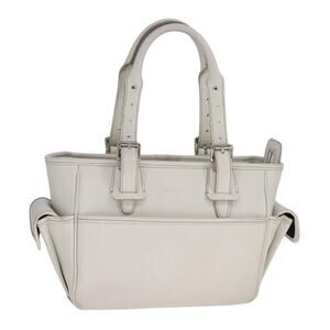 Burberry Hand Bag Leather White Silver